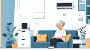 離れて暮らす親の室内熱中症を見守りで防ぐ・室温管理のフラットイラスト
