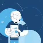 離れて暮らす40代の子世代がスマホで親の健康データを確認して安心しているシーン